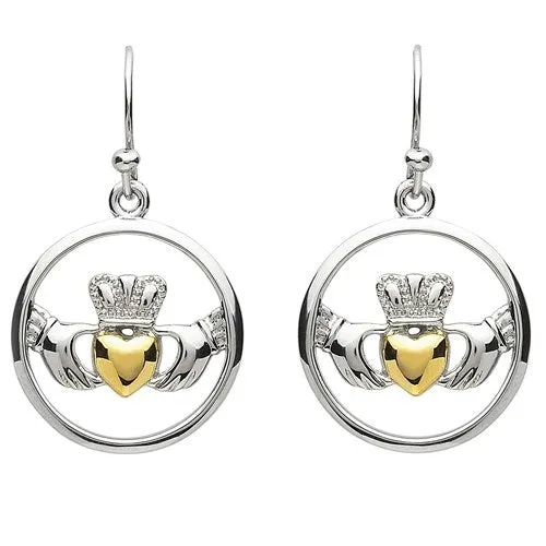 PlatinumWare Round Claddagh Earrings