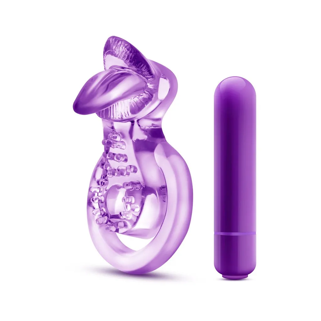 Play With Me - Lick It - Vibrating Double Strap Cock Ring - Purple