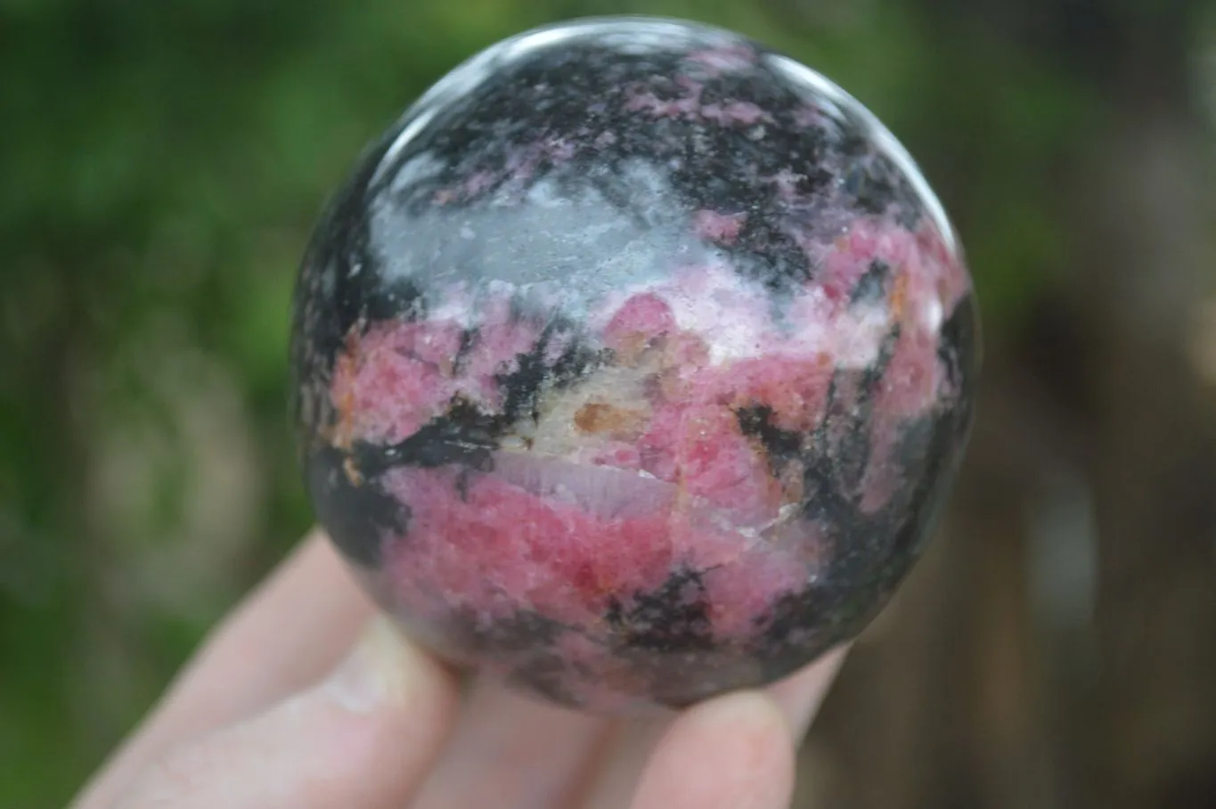 Polished Pink & Black Rhodonite Spheres x 4 From Madagascar