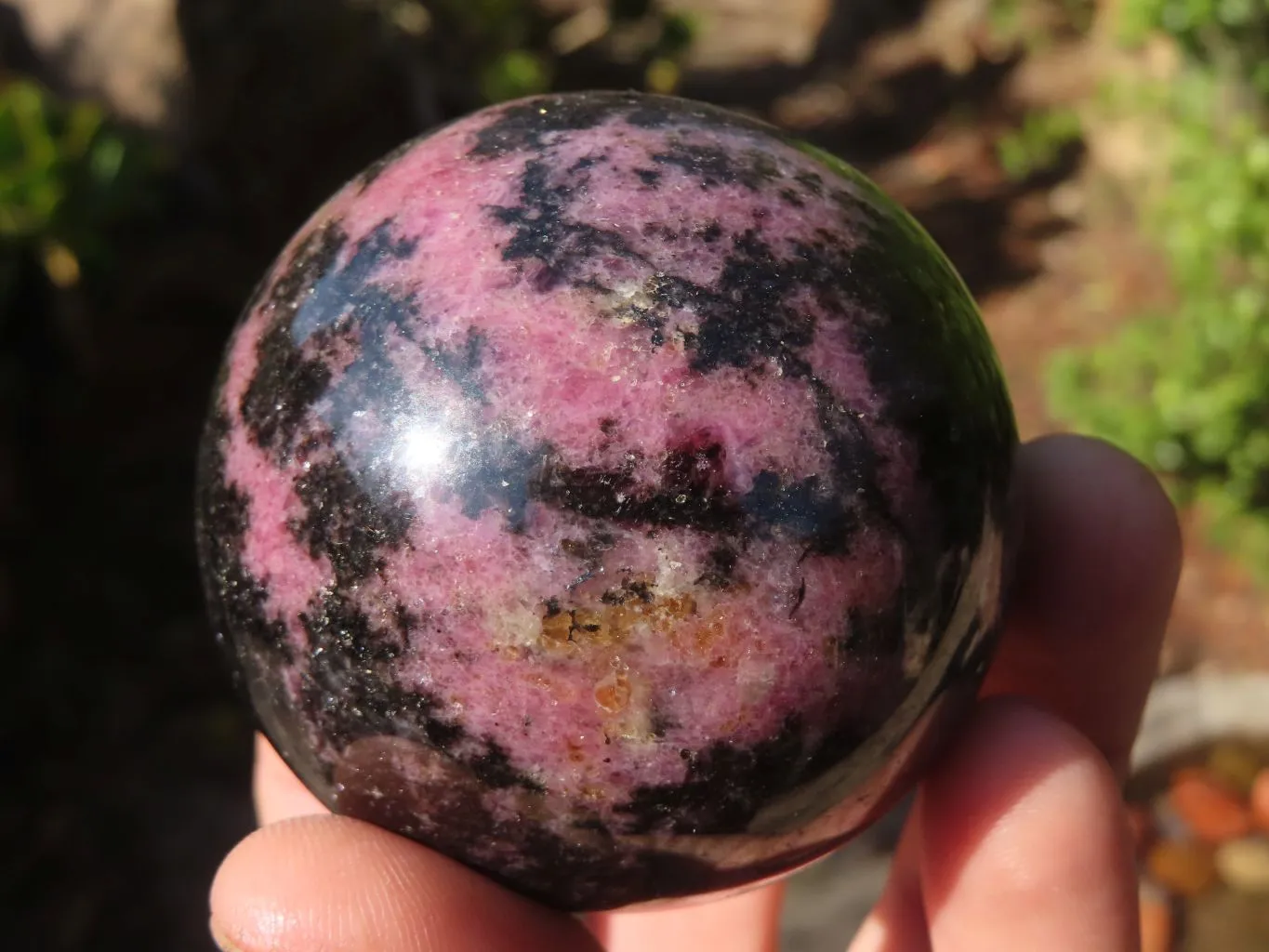 Polished Pink Rhodonite Spheres x 4 From Madagascar