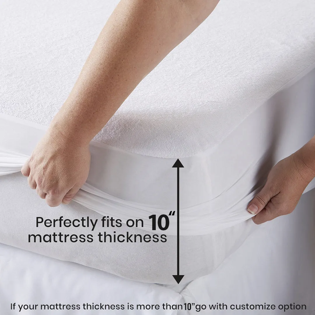 Poly Cotton Fitted Style Waterproof Mattress Protector-Brown Color