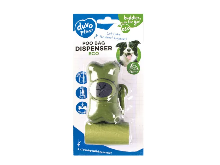 Poo bag dispenser bone ECO 2x20st green