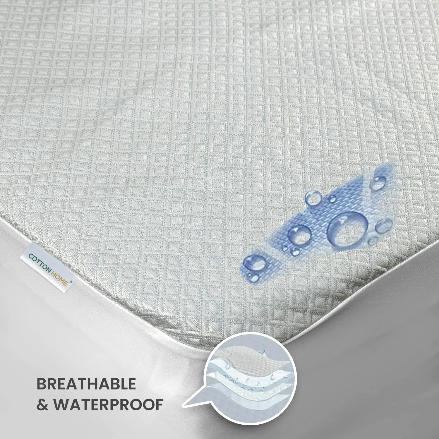 Premium Cooling Mattress Protector 120x200 35CM | Breathable & Waterproof by Cotton Home