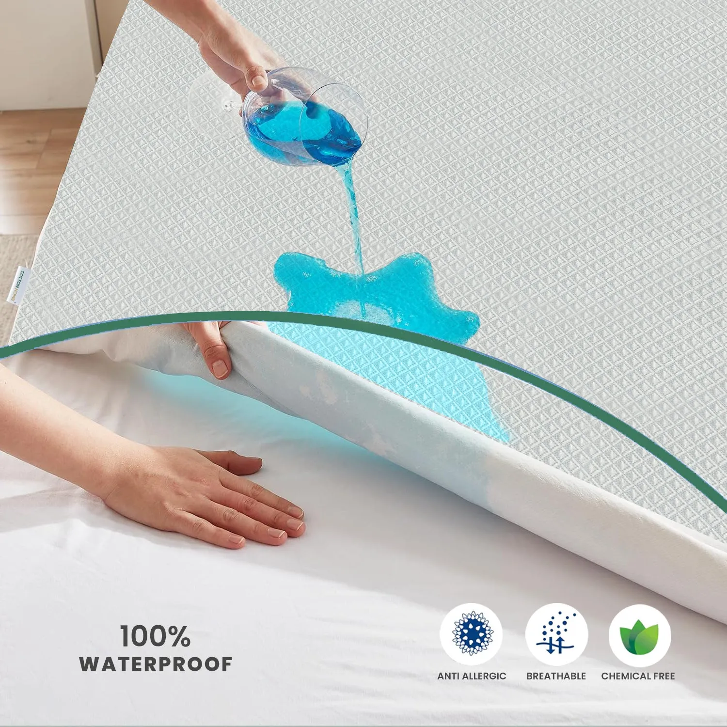 Premium Cooling Mattress Protector 120x200 35CM | Breathable & Waterproof by Cotton Home