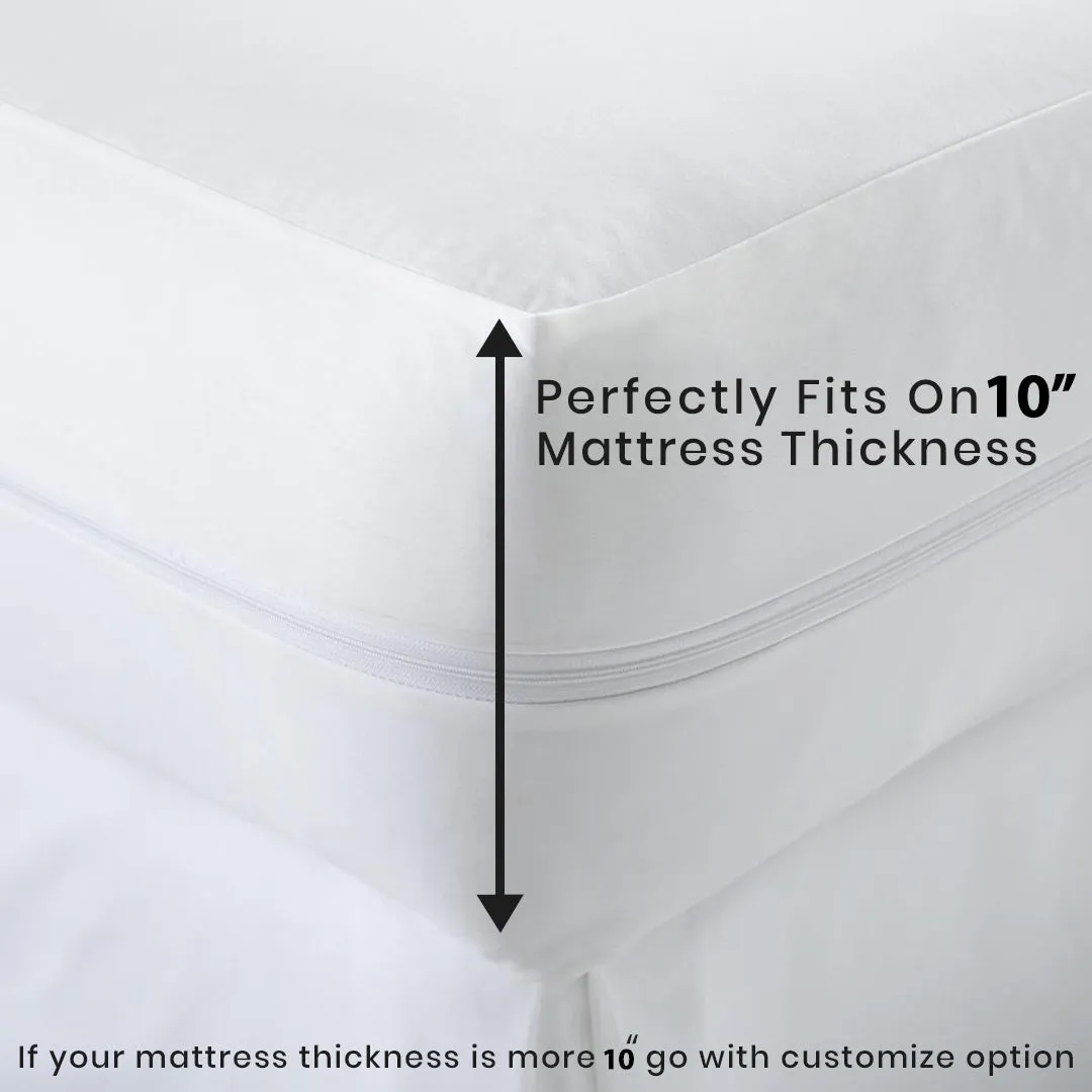 Premium Terry Cotton 100% Waterproof Zipper Mattress Protector In White Color