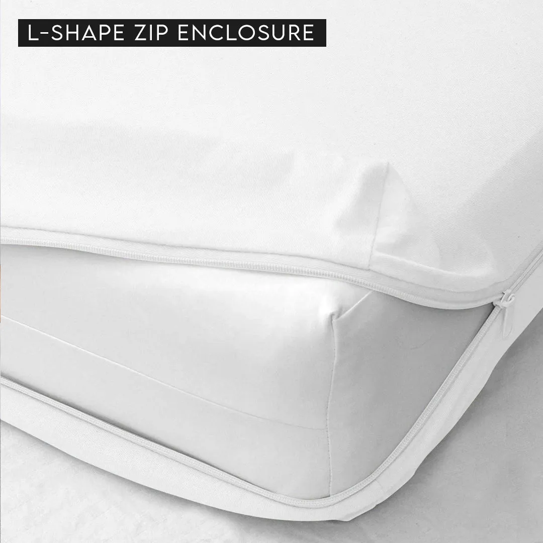 Premium Terry Cotton 100% Waterproof Zipper Mattress Protector In White Color