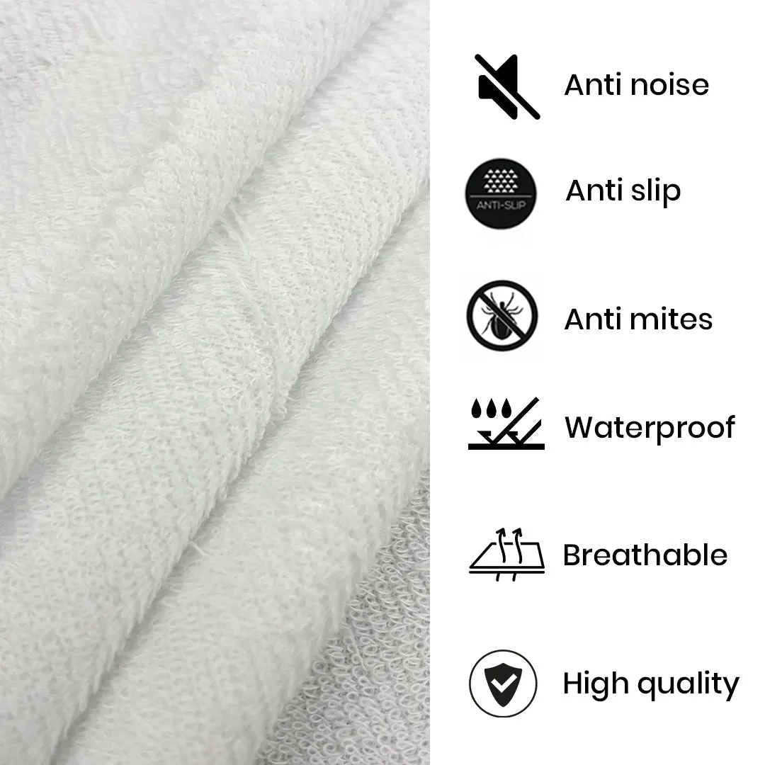 Premium Terry Cotton 100% Waterproof Zipper Mattress Protector In White Color