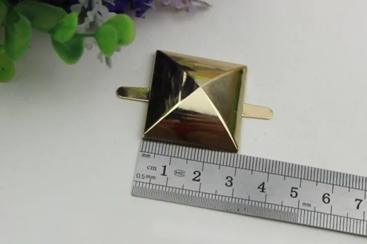 Pyramid Square Purse Label 1/10pcs Bag Hardware Charm Gold Handmade Purse Handbag Making Metal Decoration 30mm 1 1/4" Wholesale Supplies