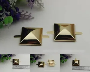 Pyramid Square Purse Label 1/10pcs Bag Hardware Charm Gold Handmade Purse Handbag Making Metal Decoration 30mm 1 1/4" Wholesale Supplies