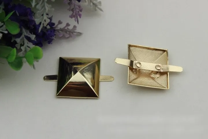 Pyramid Square Purse Label 1/10pcs Bag Hardware Charm Gold Handmade Purse Handbag Making Metal Decoration 30mm 1 1/4" Wholesale Supplies