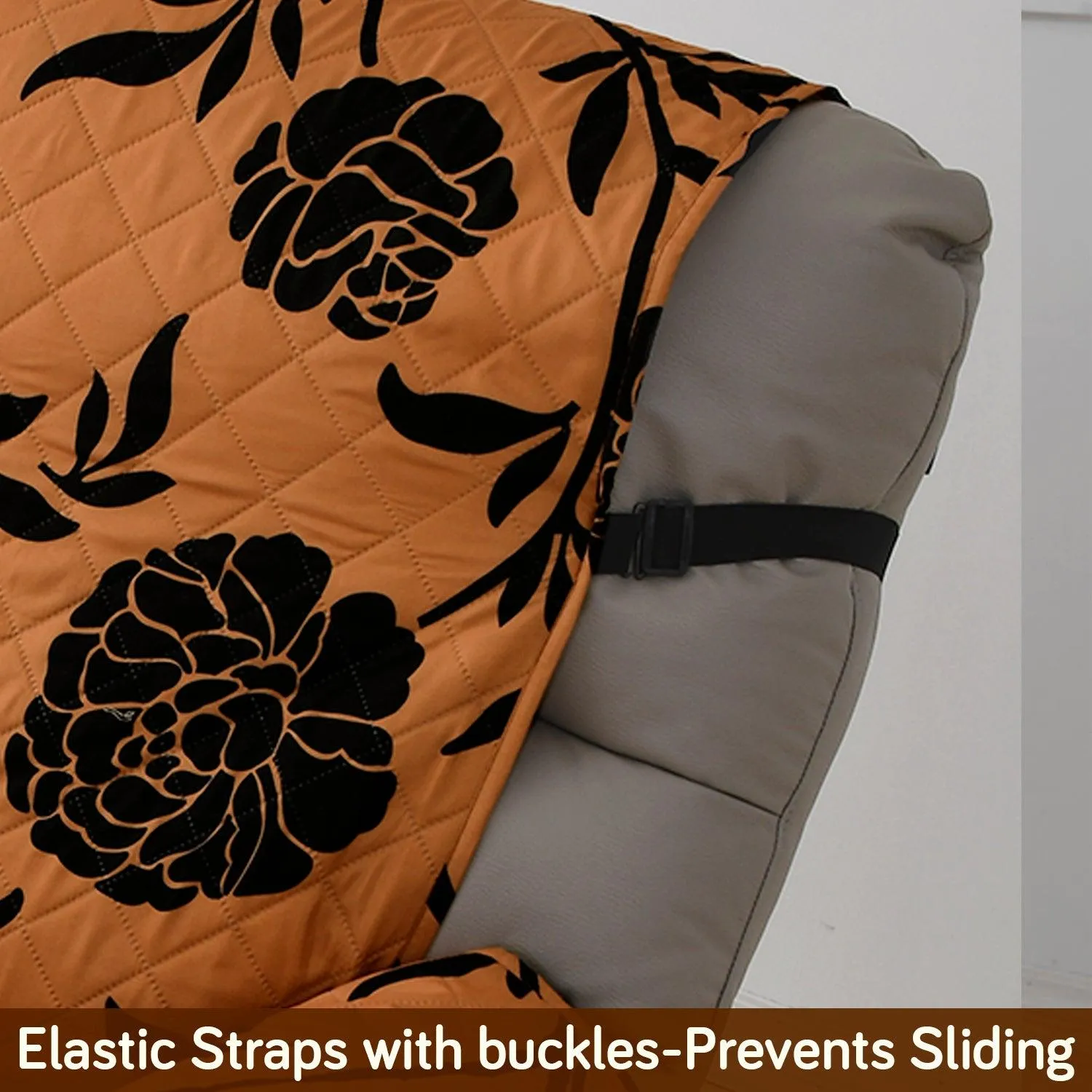 Quilted Recliner Water Repellent & Waterproof Cover for Small / Large - Copper Brown Floral