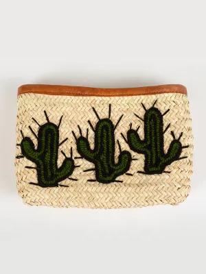 Raffia Cactus Clutch Tan