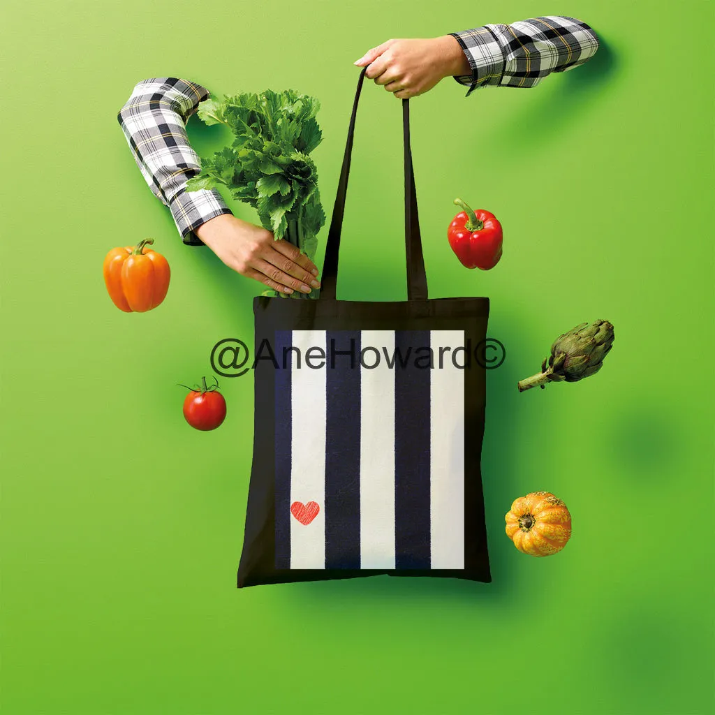 RED HEART & STRIPES Shopper Tote Bag