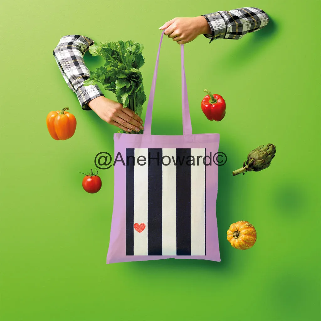 RED HEART & STRIPES Shopper Tote Bag