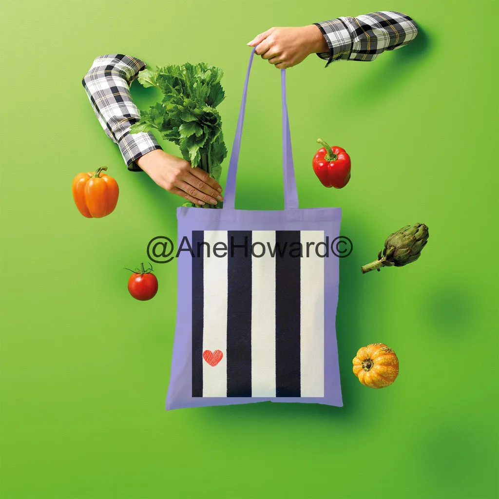 RED HEART & STRIPES Shopper Tote Bag