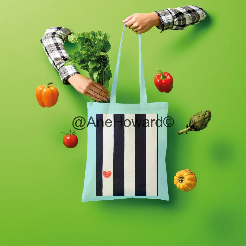 RED HEART & STRIPES Shopper Tote Bag