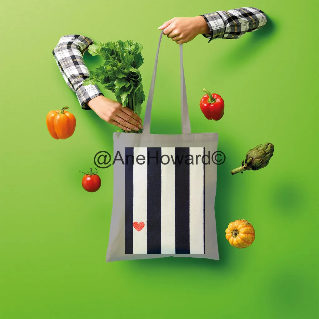 RED HEART & STRIPES Shopper Tote Bag