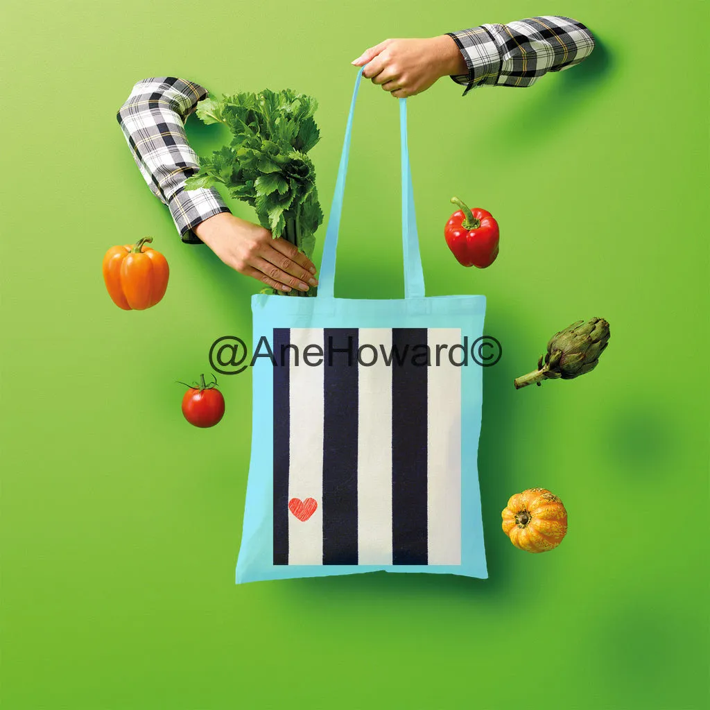 RED HEART & STRIPES Shopper Tote Bag