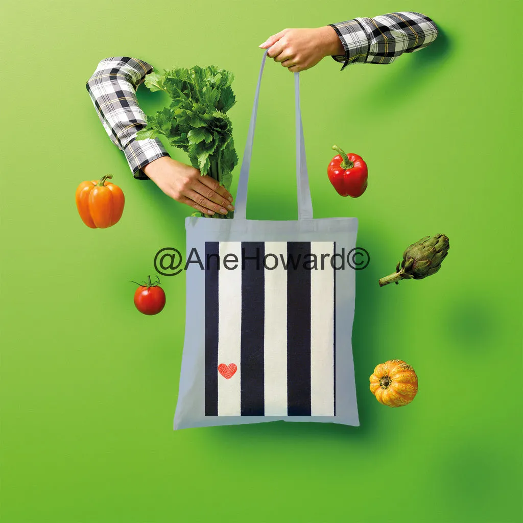 RED HEART & STRIPES Shopper Tote Bag