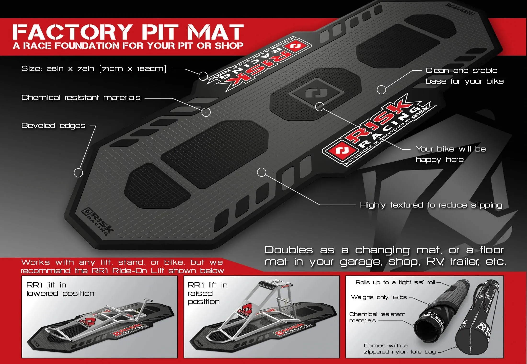 Risk Racing Factory Motocross Pit Floor Mat