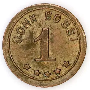 Rivesville, West Virginia John Bossi 1c Trade Token TC-401544 (Scarce) - Extremely Fine