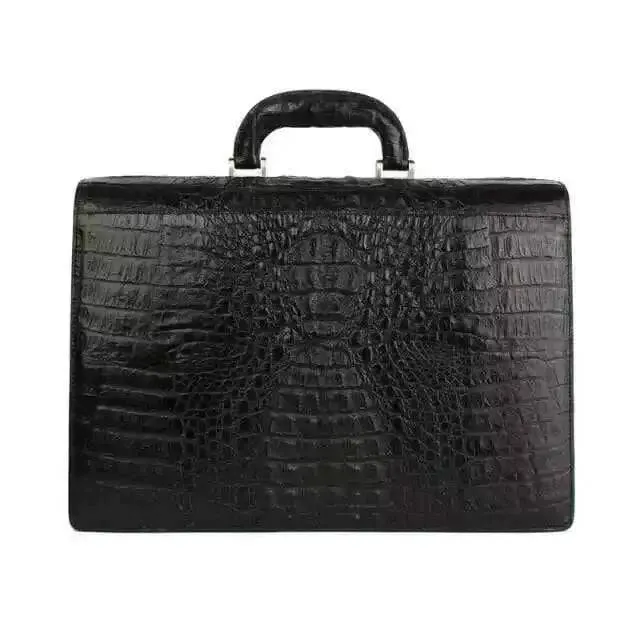 Rossie Viren Crocodile Skin Leather Attache Men's Briefcase & Laptop Case