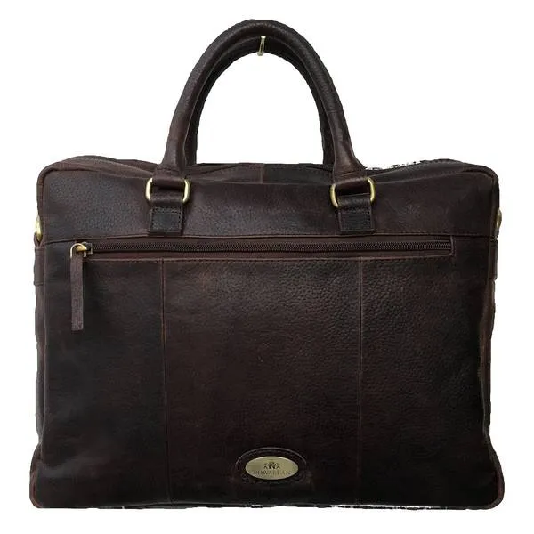 Saxon Brown Leather Holdall Briefcase