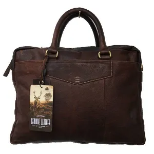 Saxon Brown Leather Holdall Briefcase