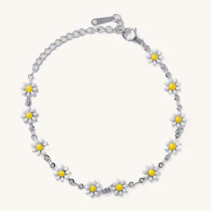 Silver White Daisy Bracelet