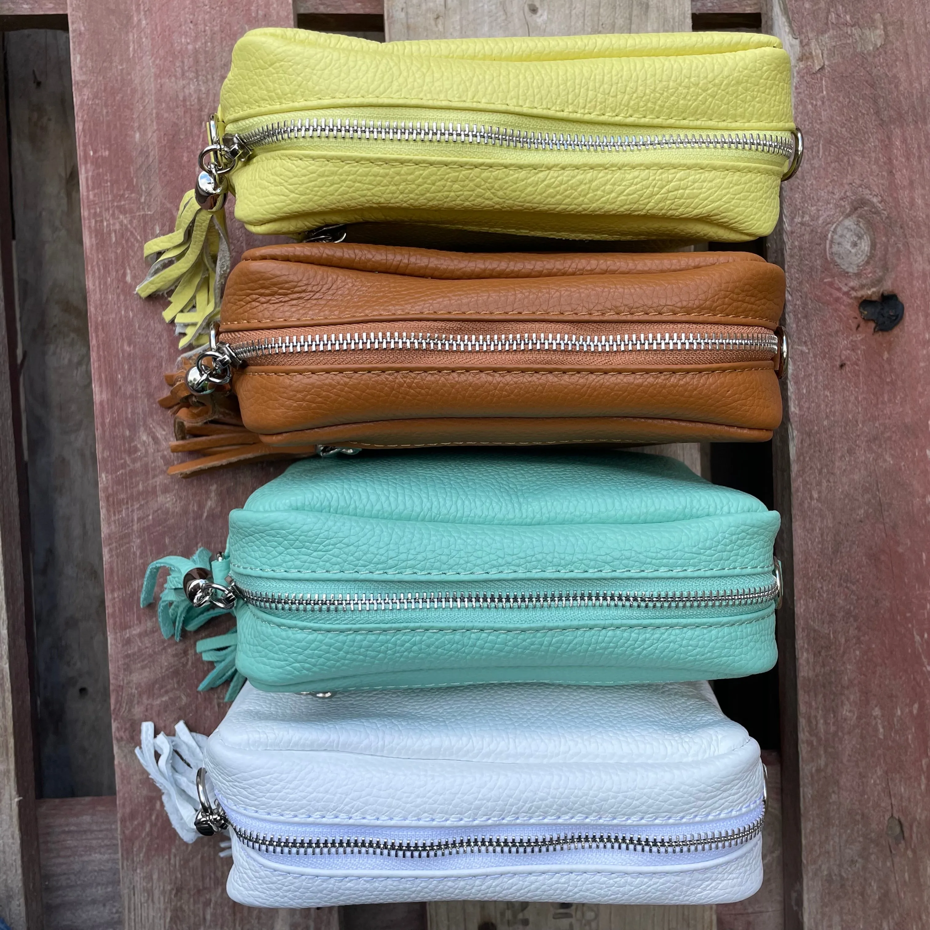 Small Leather Camera Bag - Sherbet