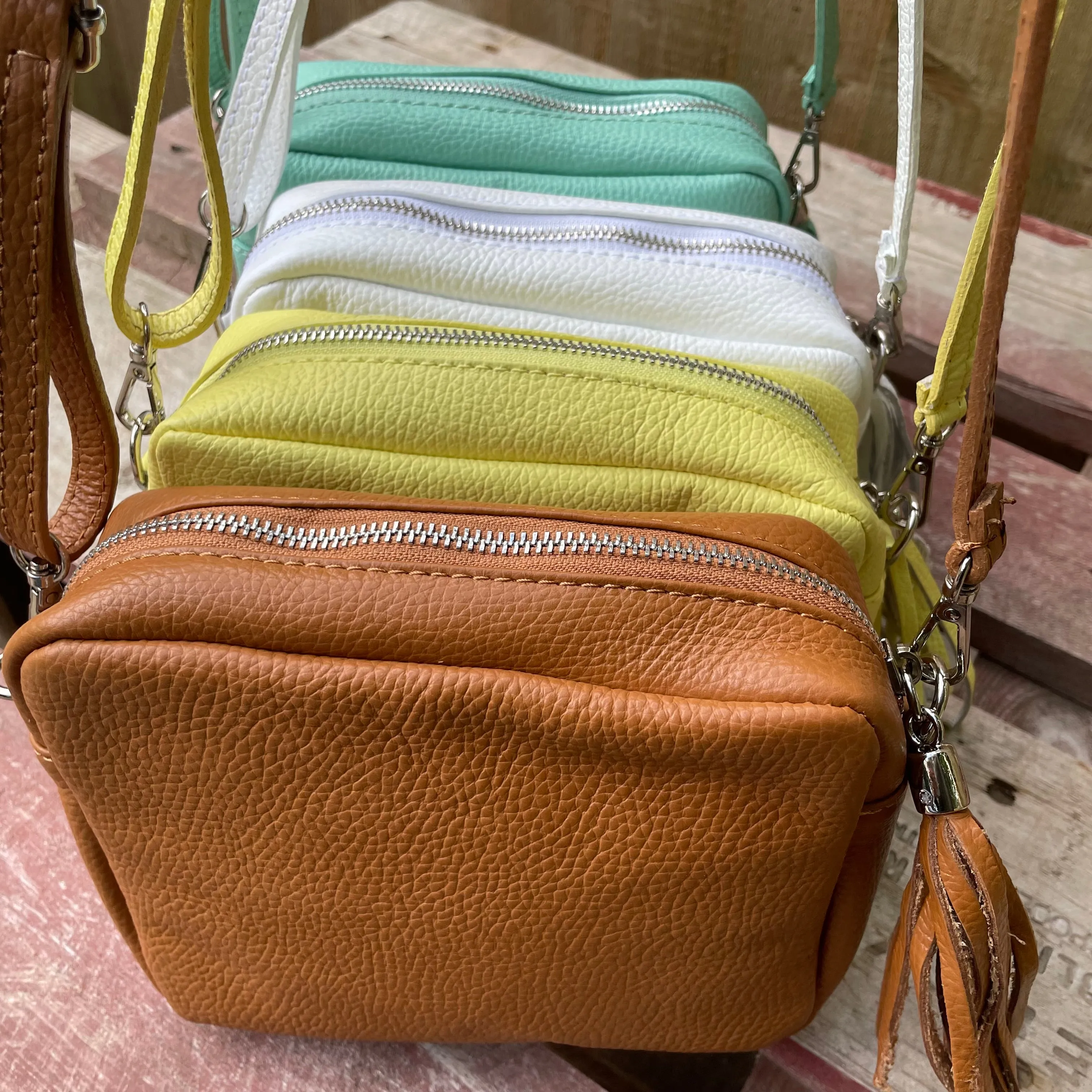 Small Leather Camera Bag - Sherbet