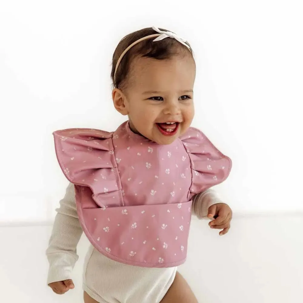 Snuggle Hunny Waterproof Snuggle Bib - Pink Fleur Frill