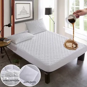 Soft Cotton Quilted 100% Waterproof Fitted Mattress Protector In White Color