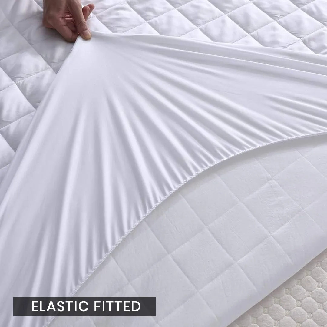 Soft Cotton Quilted 100% Waterproof Fitted Mattress Protector In White Color