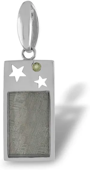 Starborn Sterling Silver Muonionalusta Meteorite and Moldavite Star Cut Out Pendant