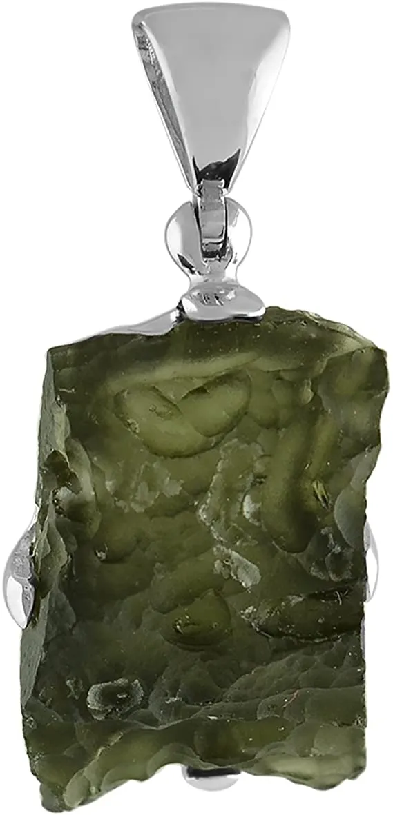 Starborn Sterling Silver Natural 40  carat Moldavite Pendant