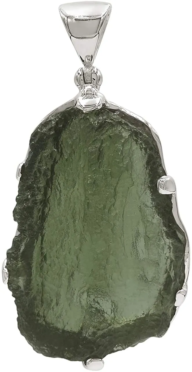 Starborn Sterling Silver Natural 40  carat Moldavite Pendant