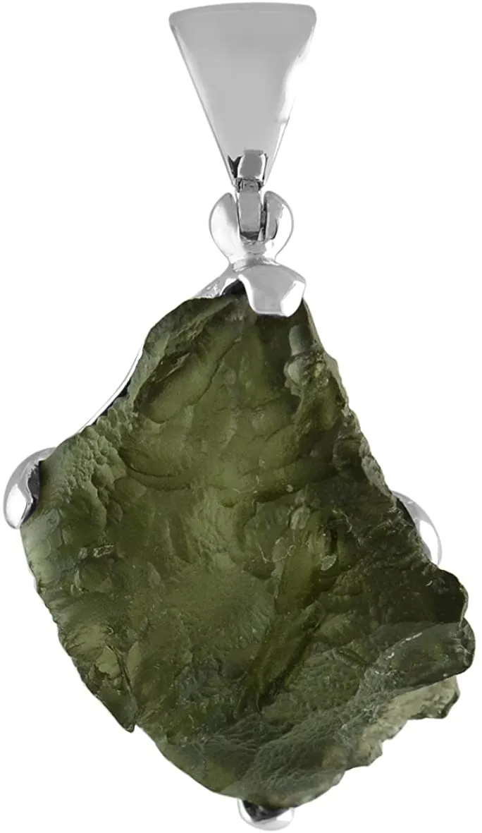 Starborn Sterling Silver Natural 40  carat Moldavite Pendant