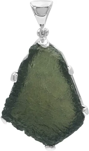 Starborn Sterling Silver Natural 40  carat Moldavite Pendant