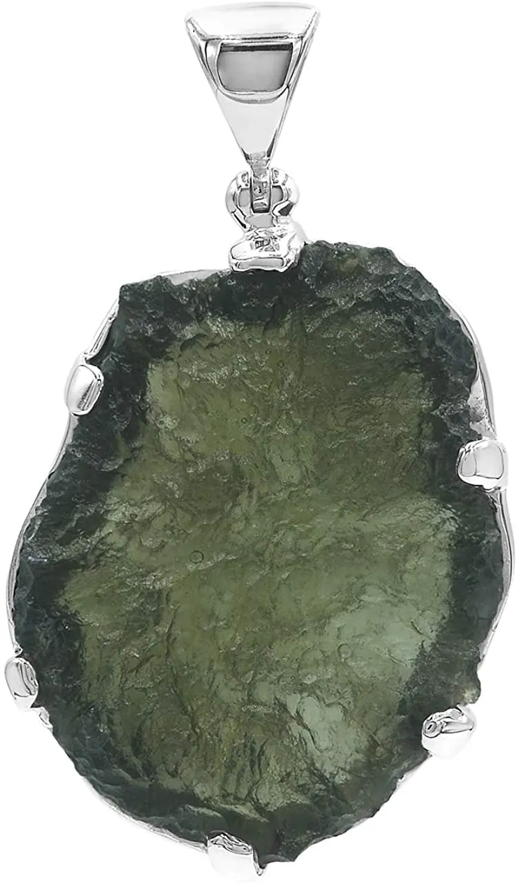 Starborn Sterling Silver Natural 40  carat Moldavite Pendant