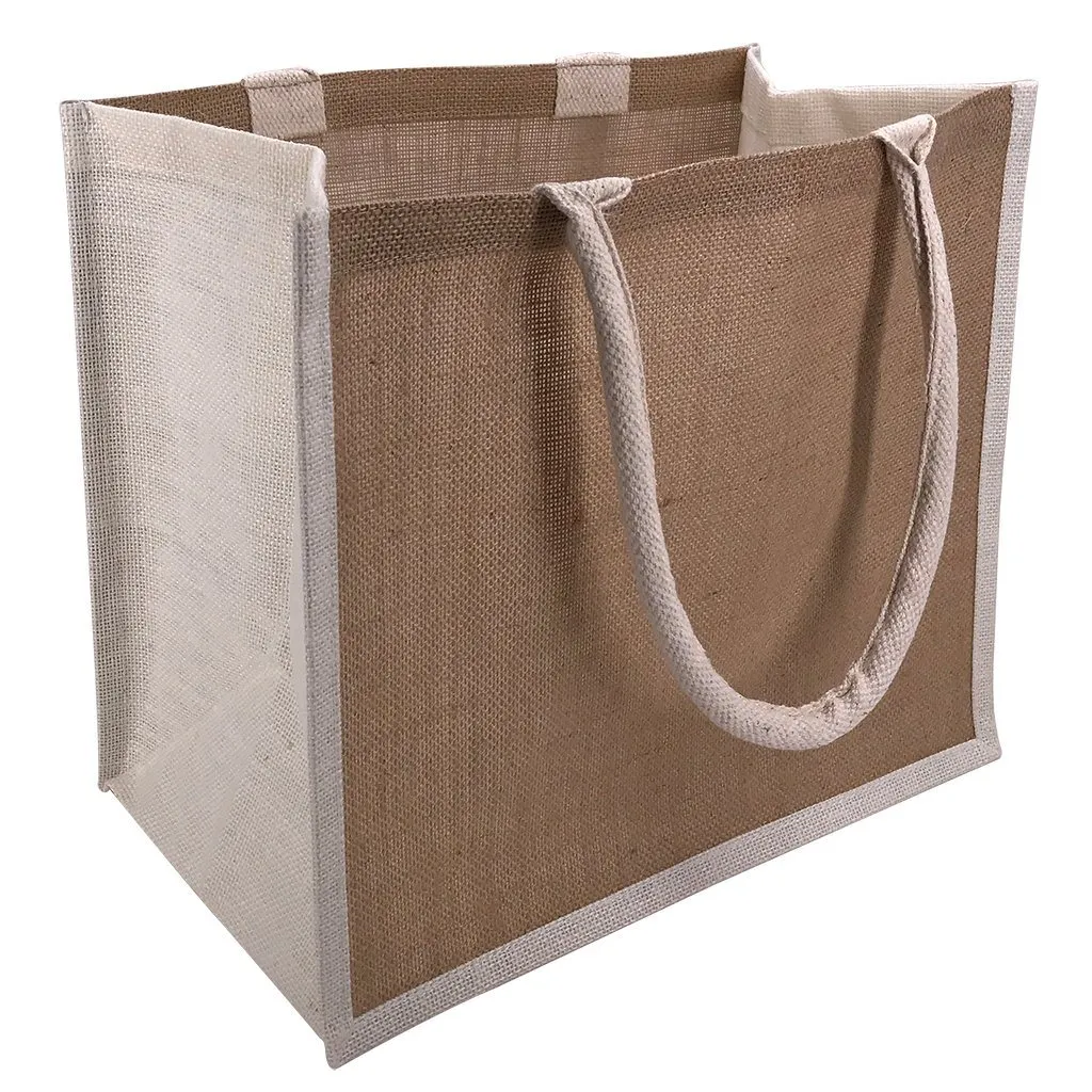 Stock Jute Shopper With Large Gusset-Coloured(SJB-08T)