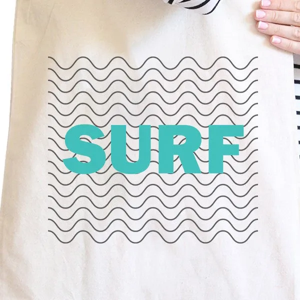 Surf Waves Natural Cute Design Canvas Shoulder Bag For Surf Lovers