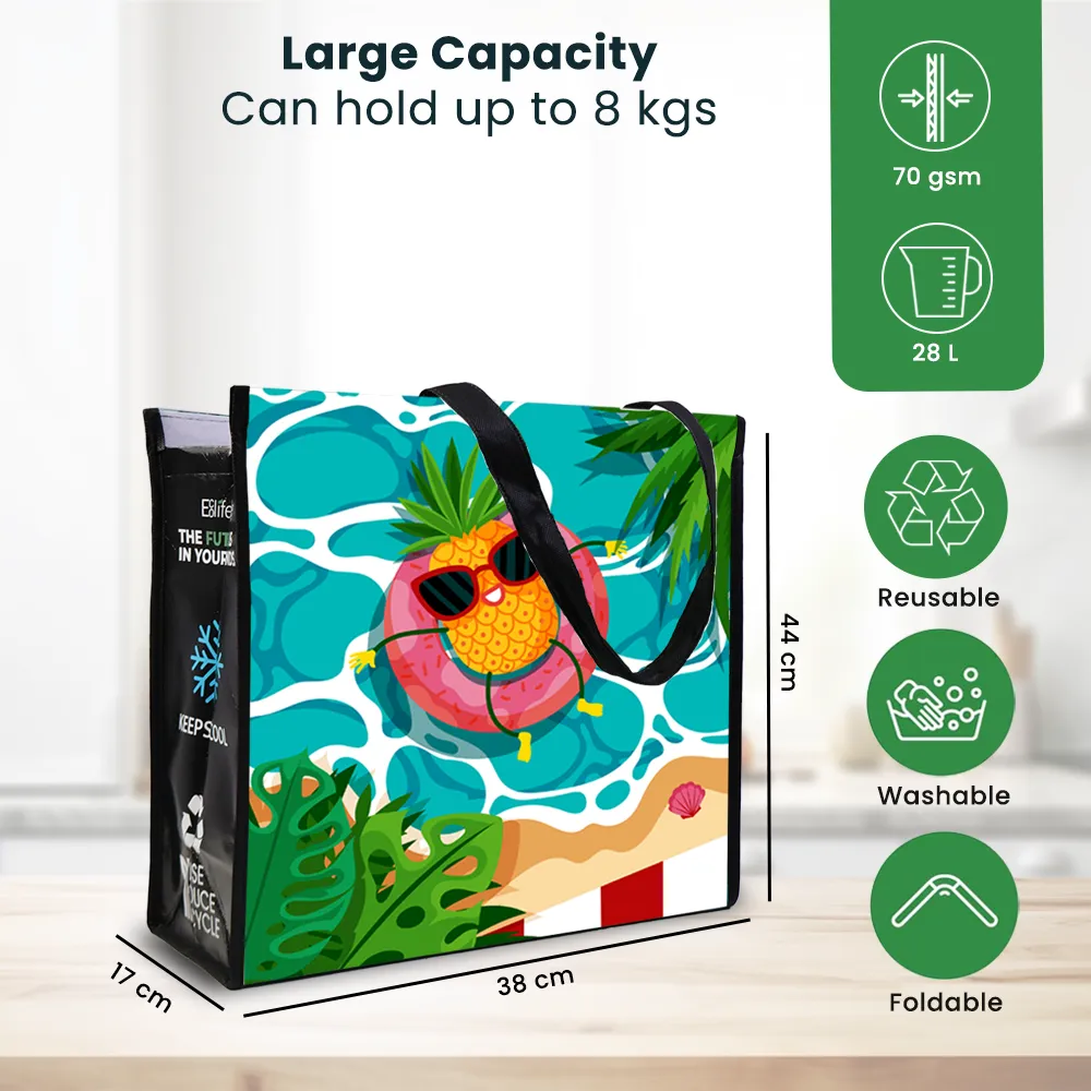 Tropical Reusable Laminated Cooler Shopping Bag | 70GSM, 28L