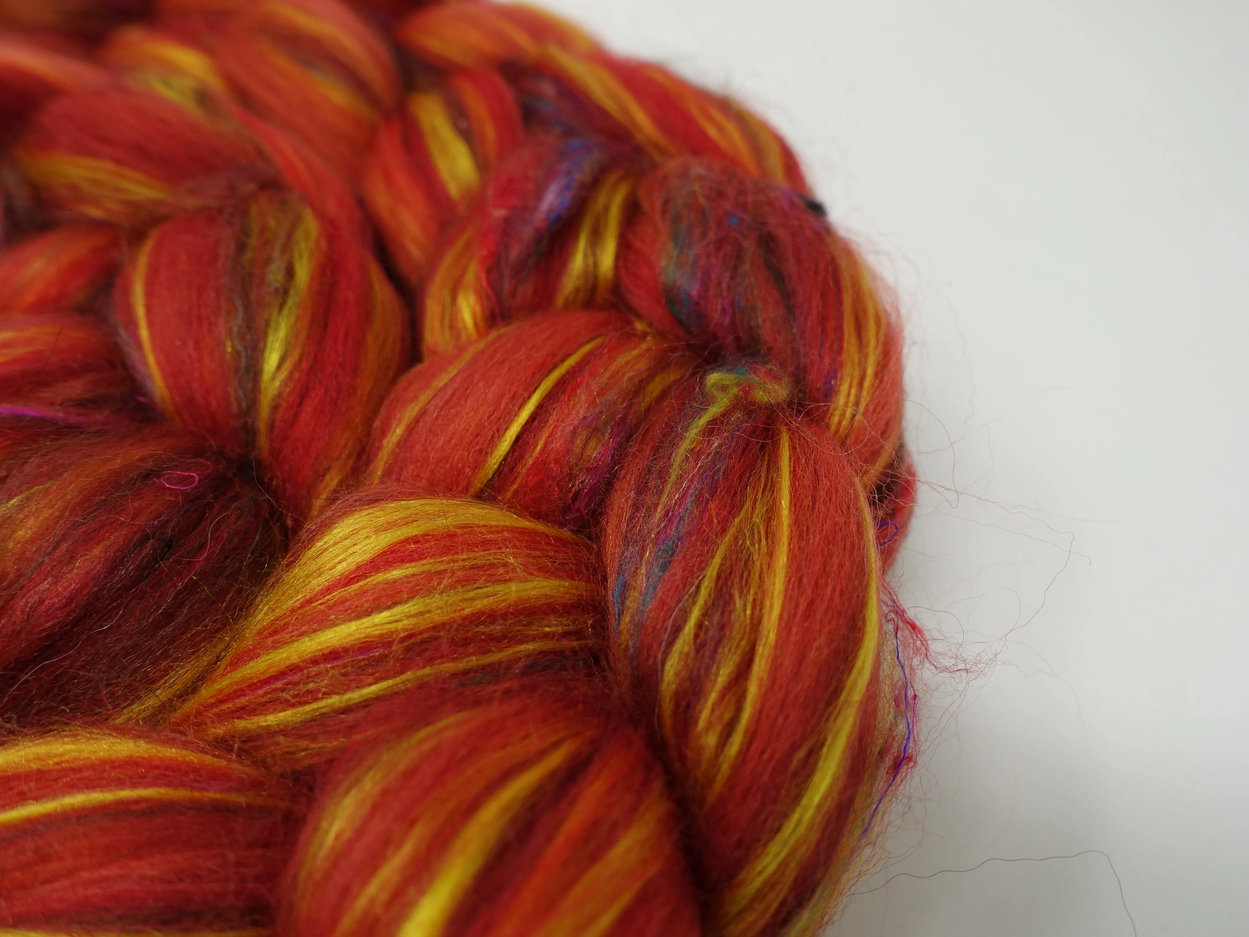 Vermillion- Pigments- Merino, Sari Silk, Mulberry Silk & Llama. 100g