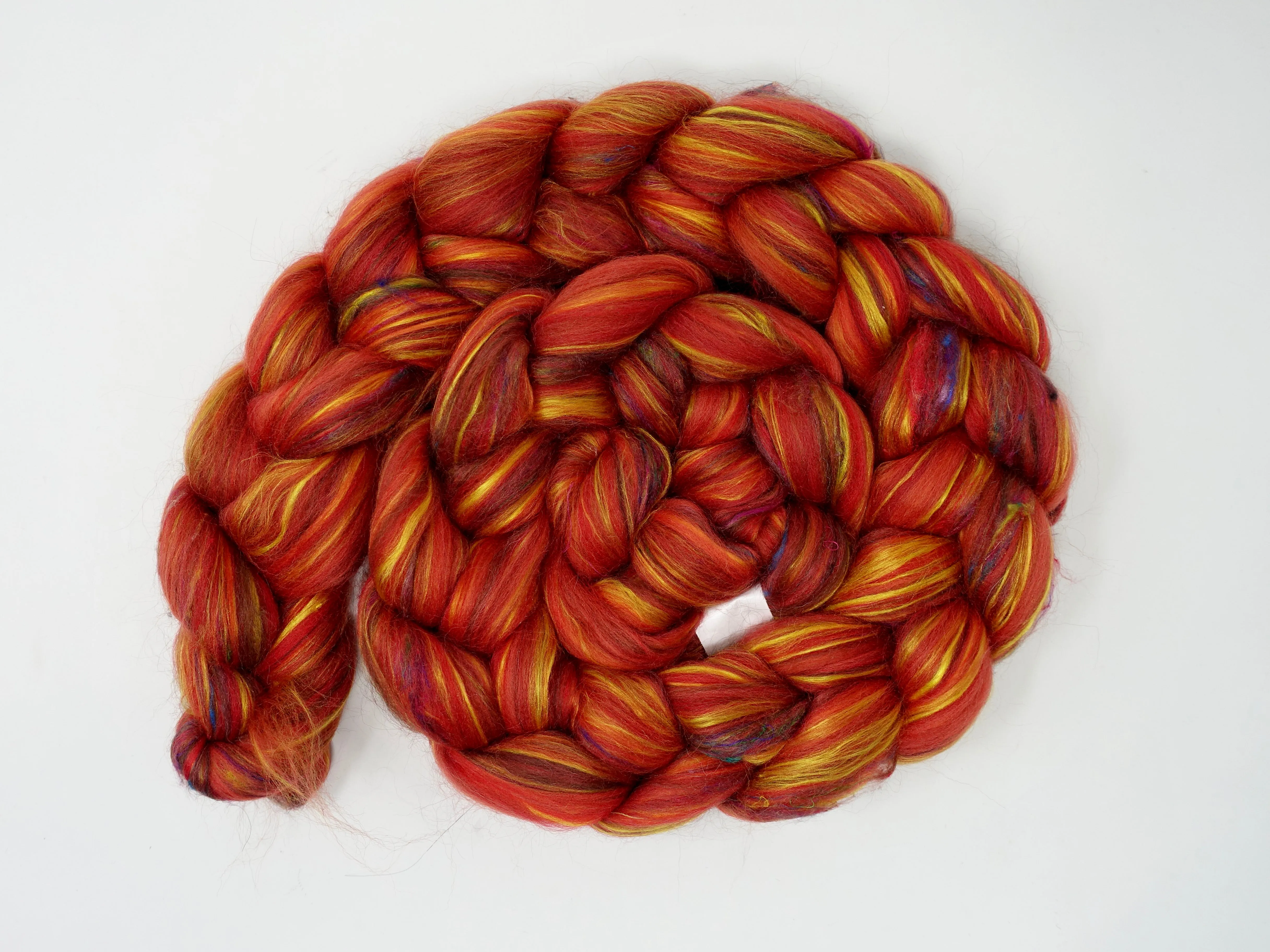 Vermillion- Pigments- Merino, Sari Silk, Mulberry Silk & Llama. 100g