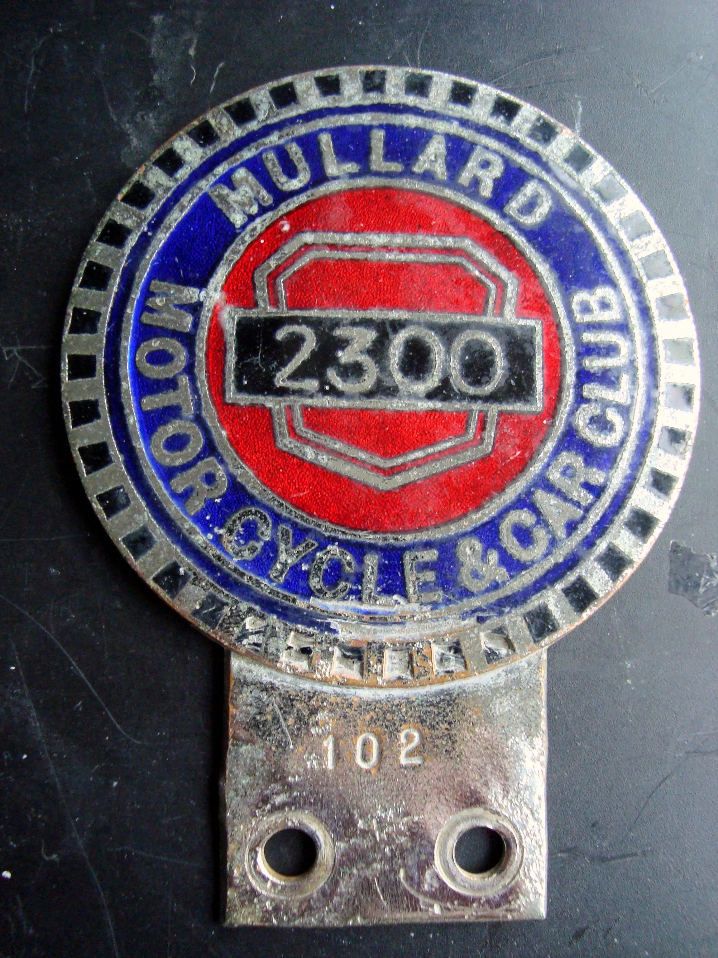 Vintage Car Badge Mullard 2300 Motorcycle & Car Club